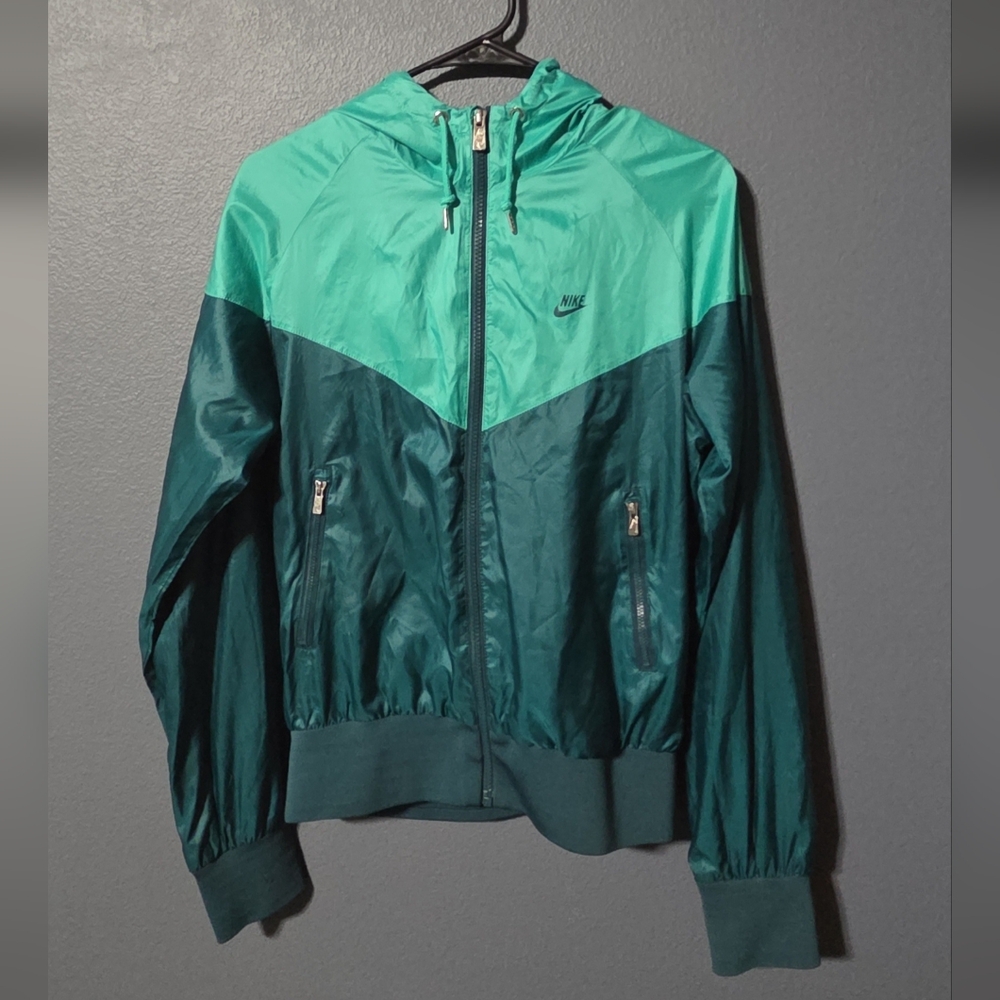 Nike Women's Teal and Dark Green Windbreaker Jacket